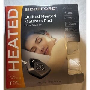 Biddeford Quilted Electric Heated‎ Mattress Pad 10 Set Digital Controller Twin